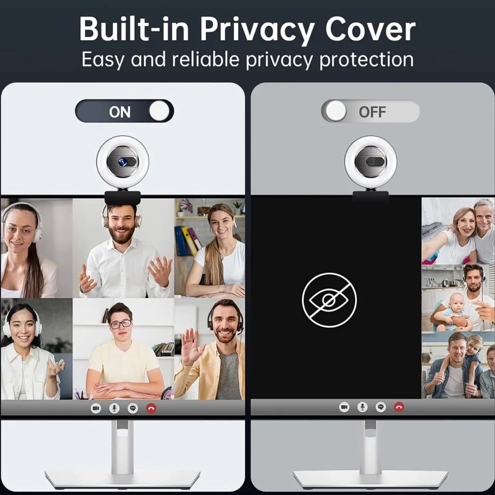 1080P FHD Webcam with Sony Sensor and Built-in Ring Light